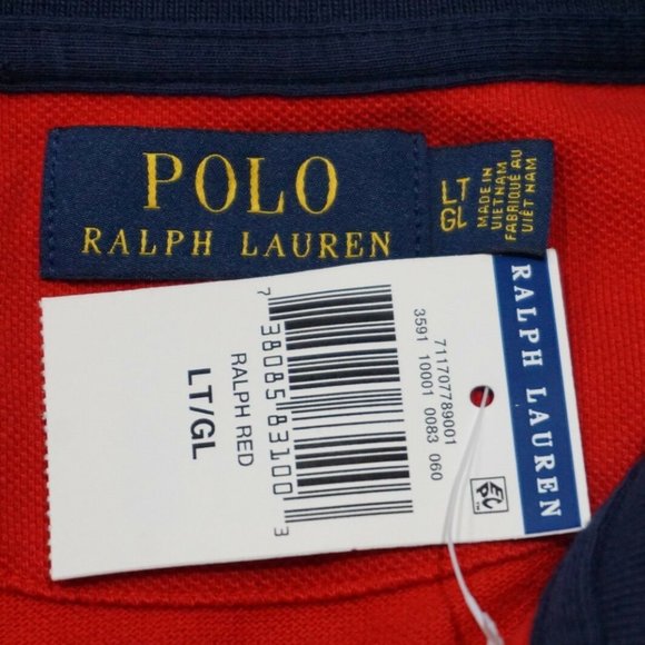 Polo Ralph Lauren Men’s Big and Tall Red USA Polo Shirt Size LT - Picture 5 of 5